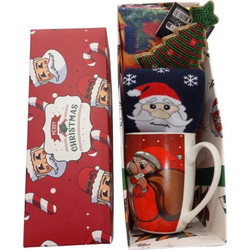 Tengda Christmas Gift Box με Χριστουγεννιάτικες Κάλτσες, Κούπα, Πετσετακι & Κρεμαστό Στολίδι Πολύχρωμο
