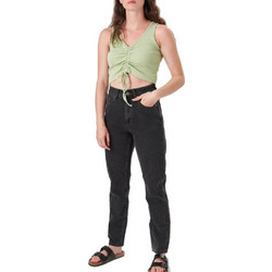 24colours Ψηλόμεσο Γυναικείο Τζιν Παντελόνι Mom Fit Μαύρο 80234
