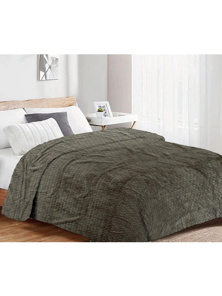 Κουβέρτα Υπέρδιπλη 220x240 Coral Fleece Jacquard Brick 07 Olive Dimcol