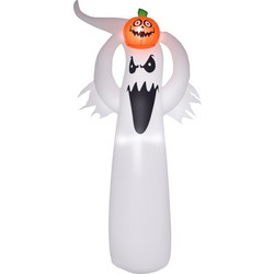 Φουσκωτό φάντασμα Halloween 1,8 m διακόσμηση με LEDs Λευκό + Πορτοκαλί Πολυεστέρας 80 x 40 x 180 cm