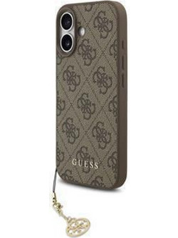 Guess 4G Charm Case Θήκη Δερματίνης με Κρεμαστό Στολίδι για iPhone 17 Καφέ
