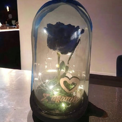 Γυάλα 25cm με forever rose και ξύλινη φράση ΄΄σ΄ αγαπώ΄΄