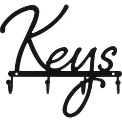 Κλειδοθήκη Μεταλλική Μαύρη Keys 4 Γάντζοι 13x10x4cm