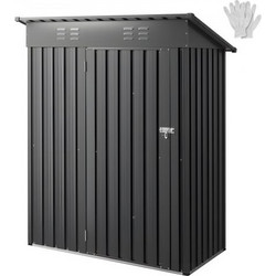 VEVOR Μεταλλικό Κήπο 1533 x 876 x 1815 mm, Αποθηκευτικό Κτίριο με Κλειδωμένη Πόρτα & 2 Αεραγωγούς, Μεταλλική Εξωτερική Αποθήκη με Κεκλιμένη Στέγη, Εξωτερικές Αποθήκες Εργαλείων για Αυλή, Κήπο, Βεράντα