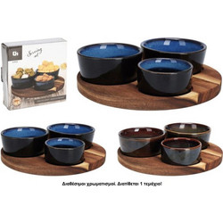 Σετ Σερβιρίσματος EH Excellent Houseware με 3 Κεραμικά Μπολ και Δίσκο, σε 2 επιλογές χρώματος