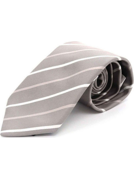 Boss Γραβάτα ριγέ 7.5cm μπεζ πολυεστέρας