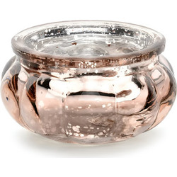 Γυάλινο Κηροπήγιο Rosegold στρογγυλό