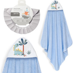 Interbaby Dino Βρεφικό Μπουρνούζι Κάπα Μπλε 100x100cm