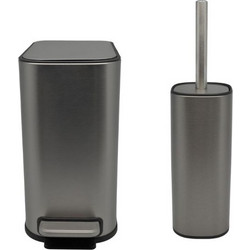 Σετ Μπάνιου 2τμχ Ankor Soul & Bello Finger Print Proof Inox Ματ - Κάδος 5lt & Πιγκάλ