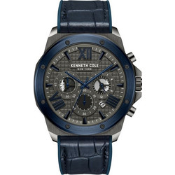 Kenneth Cole Modern Dress Ανδρικό Ρολόι Χρονογράφος με Μπλε Δερμάτινο Λουράκι KCWGO0016002