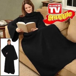 Κουβέρτα Fleece Με Μανίκια Snuggle Super Soft - ΜΑΥΡΟ