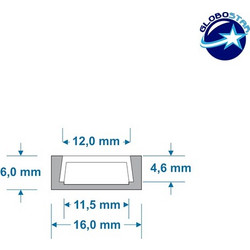 GLOBOSTAR(R) ALP-LINEAR ALPINA 70801-1M Επιφανειακό Προφίλ Αλουμινίου με Λευκό Γαλακτερό Συρόμενο Κάλυμμα για Ταινίες LED IP20 - Ασημί & Λευκό - Μ100 x Π1.6 x Υ0.6cm