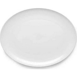 Lyngby Porcelaen - Rhombe White Oval Serving Dish - 42x32 cm