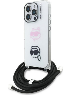 Karl Lagerfeld IML Crossbody Karl&Choupette Head Case for iPhone 16 Pro Max - White