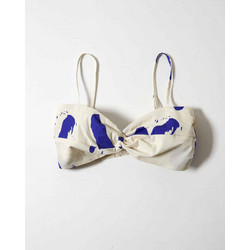 MILKWHITE Printed Cotton Crop Top Monogram Blue