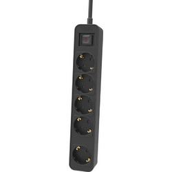 Philips CHP2154B/GRS Πολύμπριζο 5 Θέσεων με Διακόπτη & Παιδική Προστασία με Καλώδιο 1.5m Μαύρο