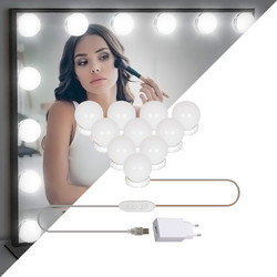 GLOBOSTAR(R) MIRRORPEARLS 79047 Μοντέρνο Φωτιστικό Γιρλάντα Καθρέπτη Μακιγιάζ με USB 5.0 LED 8W 800lm 260 DC 5V Αδιάβροχο IP54 Ρυθμιζόμενο Λευκό CCT με Ενσωματωμένο Χειριστήριο από 2700K έως 6000K Dim