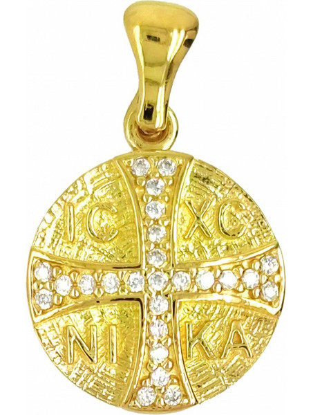 Μενταγιόν Anastasios Creations χρυσό ασήμι 925 Κωνσταντινάτο με ζιργκόν FM765