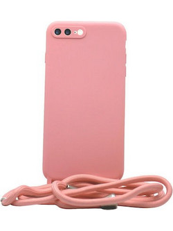 Liquid Silicon Case Με Κορδόνι For iPhone 7/8 Plus Pink
