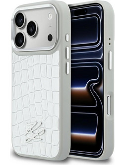 Karl Lagerfeld Croco Kl Script Logo Magsafe για iPhone 17 Pro Max - Ασημί