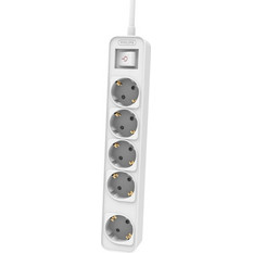 Πολύπριζο Philips - 5x Schuko - Με Διακόπτη On/Off - Παιδική Προστασία - Καλώδιο 1.5m - Λευκό 1150102-0027