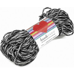 Νήμα HEART, ΤΣΙΛΕΣ Κορδόνι Basic by Handibrand, 200γρ, Βελονάκι Νο5 Μαύρο - Ασπρο