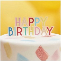 Rainbow Acrylic Happy Birthday Cake Topper