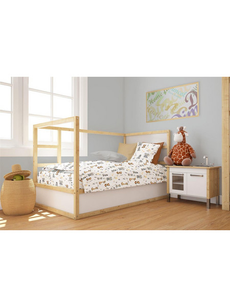 Παπλωματοθήκη Εμπριμέ bebe Savanna 36 120X160 White-Grey 100% Cotton Flannel Dimcol