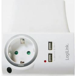 Πρίζα Schuko LogiLink IPW-USB-1A2PCIG με 2 USB-A - Βάση Κινητού, LED Φωτάκι Νύχτας & IP20