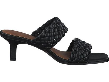 Γυναικεία Δερμάτινα Κοτσίδα Πέδιλα Mules Αναπαυτικά Comfort Marco tozzi - Μαύρο