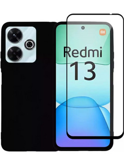 Vivid Set Matte Back Cover + Tempered Glass Μαύρο (Xiaomi Redmi 13 4G)