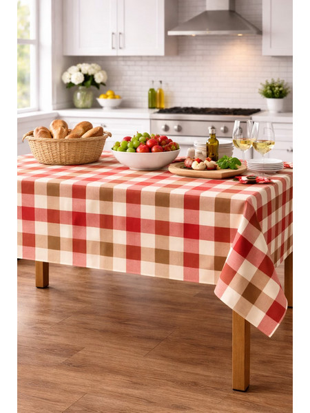 Τραπεζομάντηλο Φαγητού Σχ. 6997 polyester/cotton Red 140x140cm Flamingo