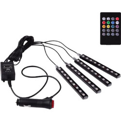 RGB LED Ατμοσφαιρικός Φωτισμός Αυτοκινήτου 12 LED με Τηλεχειριστήριο & Music Sync Andowl Q-CD59
