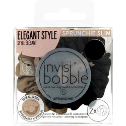 Invisibobble SPRUNCHIE SLIM λαστιχάκι μαλλιών Elegant Style 2 τεμ. χρώμα True Golden - μαύρη και χρυσή