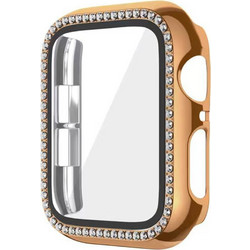 Sonique Luxury Diamond Πλαστική Θήκη Tempered Glass για Apple Watch 7 / 8 / 9 41mm Μπρονζέ