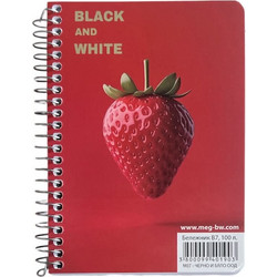 Black & White - Μπλοκ Σημειώσεων Σπιράλ, Ριγέ 100 Φύλλων, Strawberry 1903