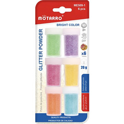 Χρυσόσκονες Χειροτεχνίας 6 x 20g Bright Colors Motarro ME509-1