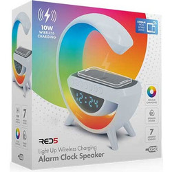 The Source - Light Up Wireless Alarm Clock Speaker - Ασύρματο ηχείο + φορτιστής + ραδιοξυπνητήρι (λευκό)