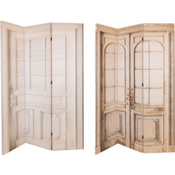 Παραβάν 2 Όψεων Πόρτα 810-00086 120x2,5x180cm Beige-Brown Estheti Home Ξύλο, Καμβάς