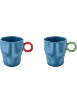 Easy Life Σετ 2 Τεμάχια Κούπες Πορσελάνης Twist & Match Blue 11x8x10cm 300ml Μπλε