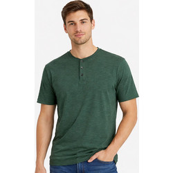 Double ανδρικό t-shirt βαμβακερό regular fit Πετρόλ