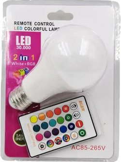 LED Λάμπα E27 RGB 5W 85-265V με τηλεχειριστήριο