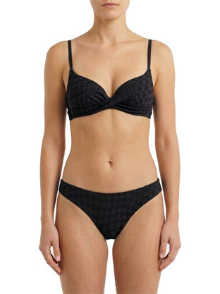 Γυναικείο Μαγιό Bikini Push-Up με μπανέλα pied-de-poule μαύρο