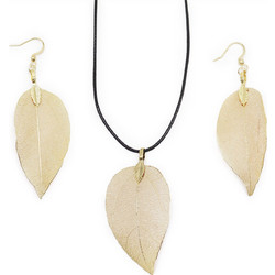 Necklace & Earring Set - Bravery Leaf - Gold