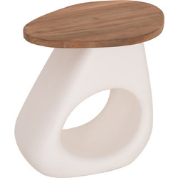 ΒΟΗΘΗΤΙΚΟ ΤΡΑΠΕΖΙ FB94692.02 FIBER CEMENT ΛΕΥΚΟ-ΞΥΛΟ TEAK TOP 47x60x59Υεκ
