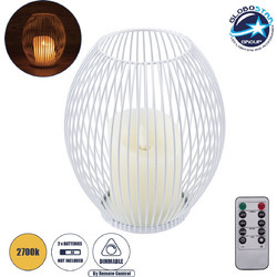 GloboStar(R) CANDLE 76491 Διακοσμητικό Realistic Κερί με LED Εφέ Κινούμενης Φλόγας - Μπαταρίας 2 x AA (Δεν Συμπεριλαμβάνονται) & Ασύρματο Χειριστήριο IR Θερμό Λευκό 2700K Dimmable Λευκό Φ16 x Υ18cm