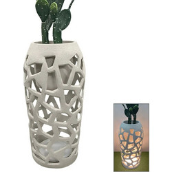 MarHome Κασπώ Τρυπητό με Φως LED Fiberclay Λευκό Άμμου Φ46x90cm