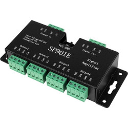 RGBCONTROLLER 73446 LED Digital RGB Ενισχυτής Σήματος SP901E LED Pixel WS2812B WS2811 SPI Signal Amplifier Repeater 10000 IC Professional Series 5-24V 288W - IP20 - Μ7 x Π14 x Υ3