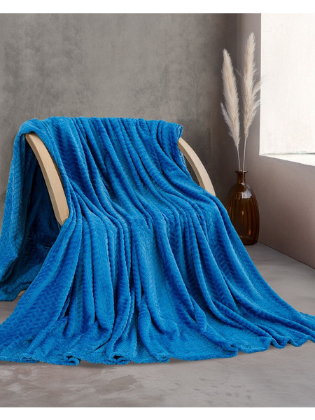 Κουβέρτα 220x240 Υπέρδιπλη 260gsm Flannel Fleece Rythmos Harmonie- Μπλε