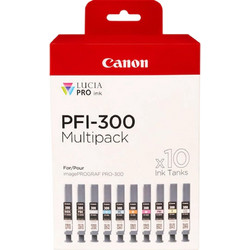 Canon PFI-300 MBK/PBK/C/M/Y/PC/PM/R/GY/CO Πακέτο 10 Μελανιών Εκτυπωτή Inkjet